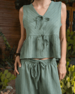 Sage Green Crinkled Top