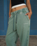 Sage Green Washed Wide Leg Swants - Image 5