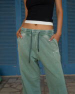Sage Green Washed Wide Leg Swants - Image 4