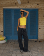 Black Washed Wide Leg Swants - Image 2