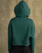 Green Cropped Oversized Zip-Up Hoodie - Image 2