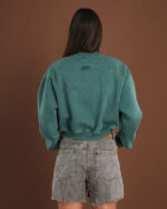 Teal Cropped V-Neck Sweatshirt - Image 3