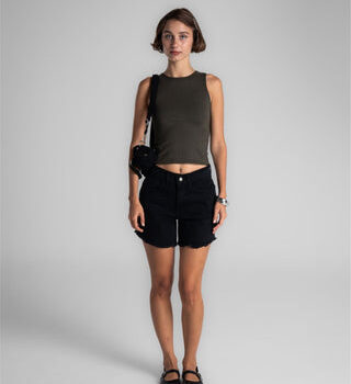 Unfinished Black Denim Shorts