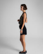 Unfinished Black Denim Shorts - Image 2