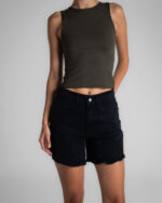 Unfinished Black Denim Shorts - Image 4