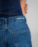 Unfinished Dark Blue Denim Shorts - Image 4