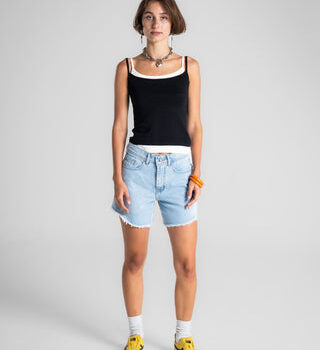 Unfinished Light Blue Denim Shorts