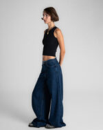 Unfinished Textured Blue Jeans