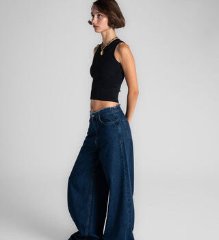Unfinished Textured Blue Jeans