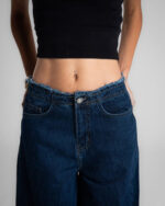 Unfinished Textured Blue Jeans - Image 4