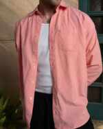 Watermelon Red Oversized Oxford Shirt - Image 3
