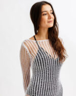 White Knitted Fishnet Dress - Image 3