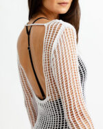 White Knitted Fishnet Dress - Image 2