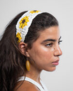 White Sunflower Mini Crochet Bandana