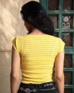 Yellow Stripped Square Neck Top - Image 3